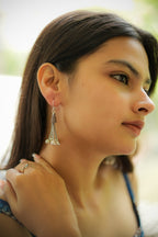 Antique Silver 6 chain & ball hook Earrings