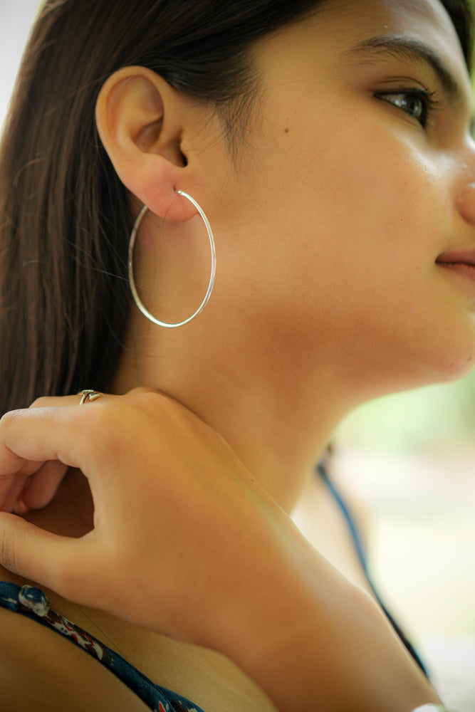 925 Sterling Silver Classic Silver Hoop Earrings