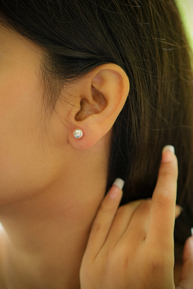Silver Classic Ball Stud Earrings