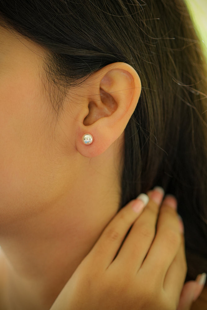 Silver Classic Ball Stud Earrings