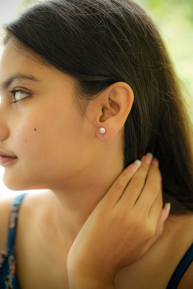 Silver Classic Ball Stud Earrings