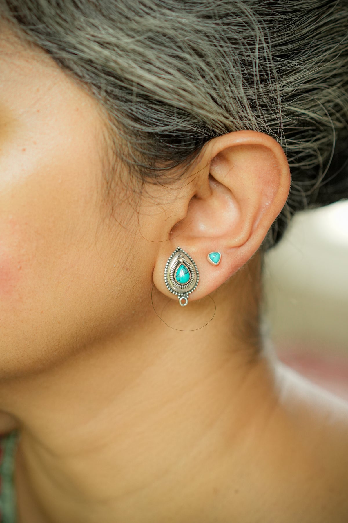 Tiny Turquoise Sterling Silver Stud (for 2nd piercing)