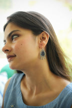925 Silver Handpainted Floral Drop Earrings