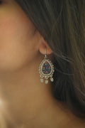 925 Silver Handpainted Floral Drop Earrings