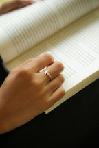 Sterling Silver Handcrafted Sun & Moon Finger Ring | Minimalist Silver Statement Ring