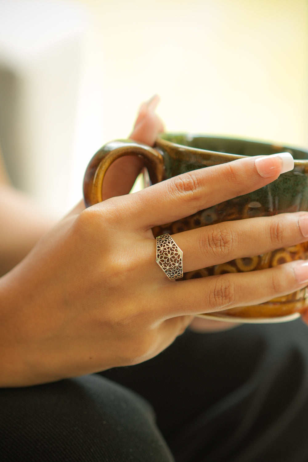 925 Silver Handcrafted Silver Jali work Finger Ring