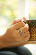 925 Silver Handcrafted Silver Jali work Finger Ring