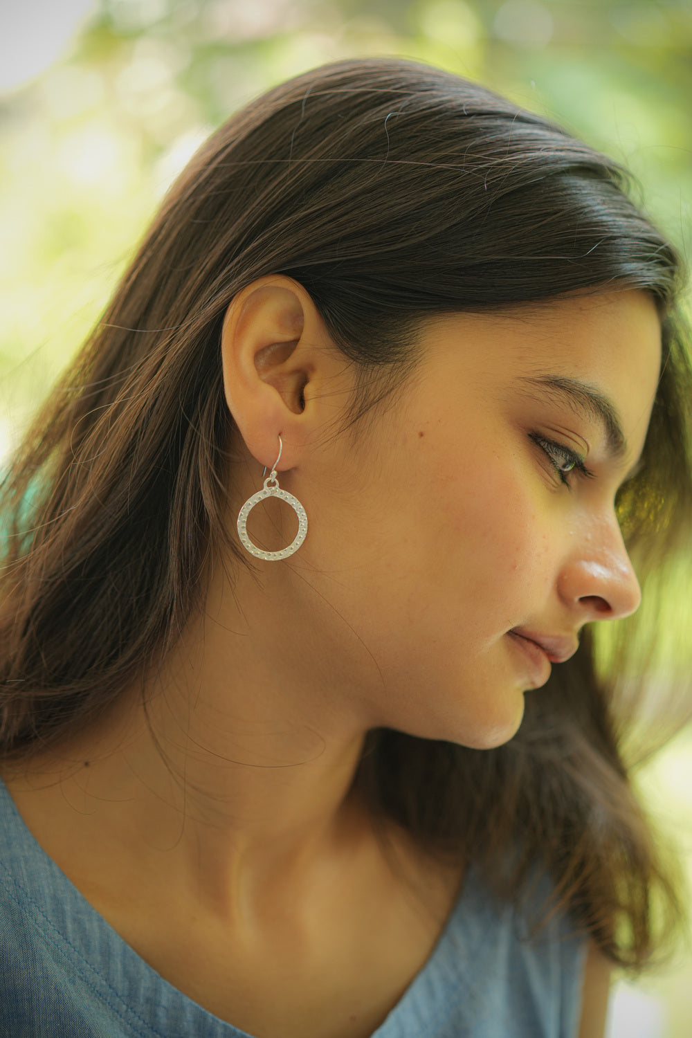Sterling Silver Hammered Silver Hoop Earrings | Minimalist Statement Earrings