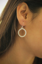 Sterling Silver Hammered Silver Hoop Earrings | Minimalist Statement Earrings