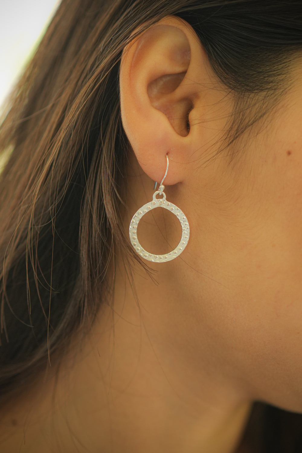 Sterling Silver Hammered Silver Hoop Earrings | Minimalist Statement Earrings