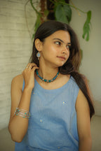 Handcrafted Silver Chitai Ball Thread Neckpiece