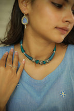Handcrafted Silver Chitai Ball Thread Neckpiece