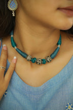 Handcrafted Silver Chitai Ball Thread Neckpiece