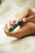 Emerald Green Floral Pola Bangle with Silver Accents