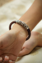 Dark Brown Silver Floral Jali work Pola Bangle