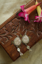 925 Silver Handpainted Orange Floral Danglers