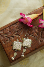 925 Silver Handpainted Mustard Floral Earrings