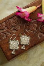 925 Silver Handpainted Green Floral Drop Earrings