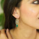 Oval Drop Silver Stone Earrings