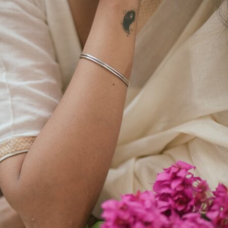 Silver Thin Everyday Bangles - Set of 2