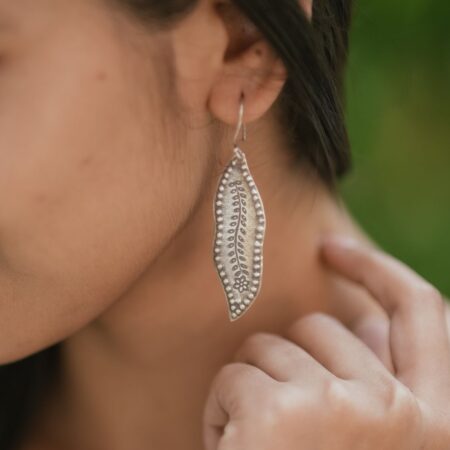 Silver Leaf and Flower Embossed Danglers