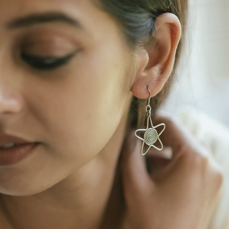 Handcrafted Silver Star Earrings