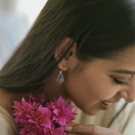 Silver Meenakari Hook earrings