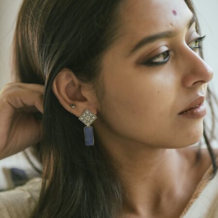 Silver Stud with Lapiz stone