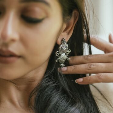 Handcrafted Intricate Design Silver Earrings