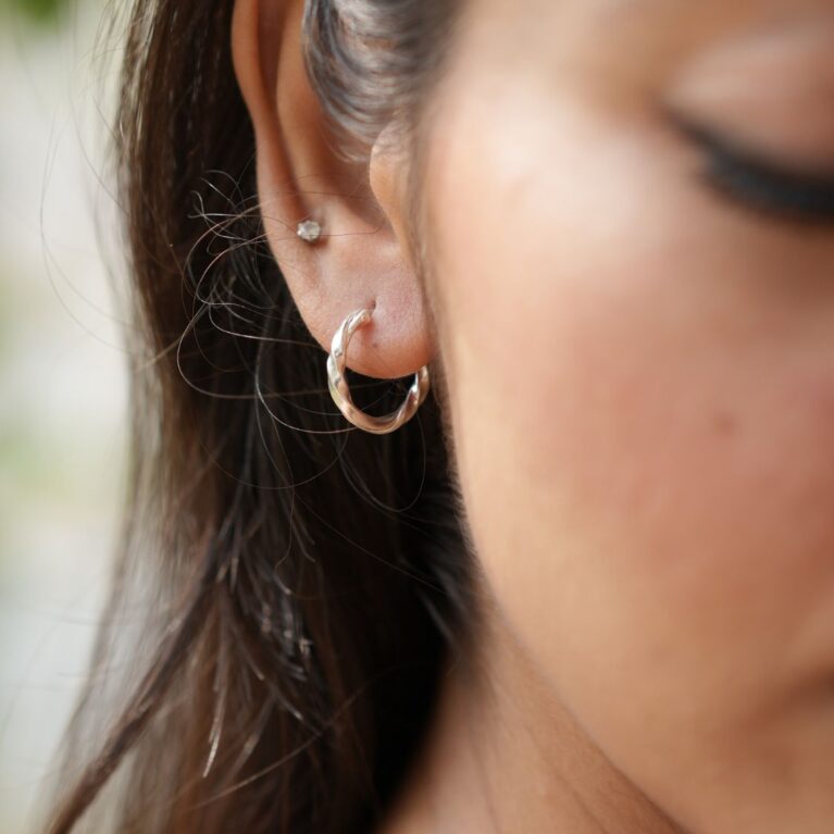 Silver Twisted hoop earrings
