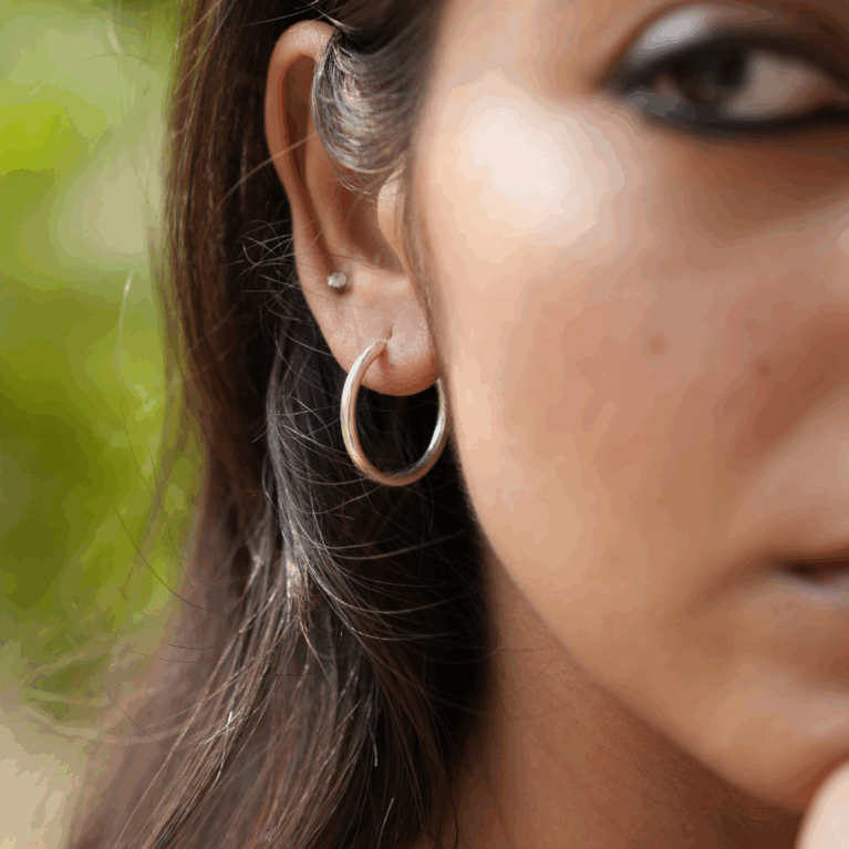 Silver hoop earrings- Medium