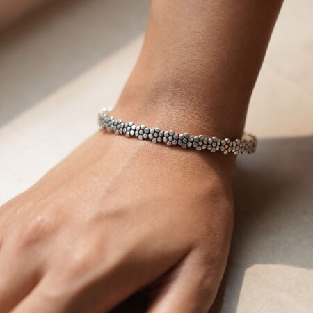 Silver flower bangle