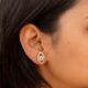 Sterling Silver Zirconia Evil Eye stud Earrings
