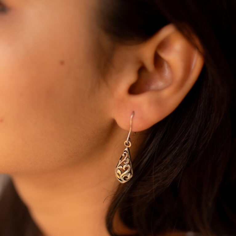Silver Jali work Earrings