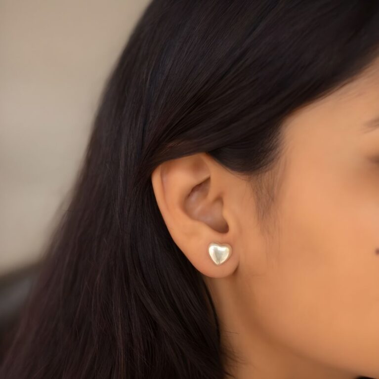 Sterling Silver Heart shaped Dailywear Stud Earrings