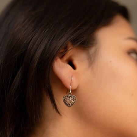 Vintage Silver Heart Earrings