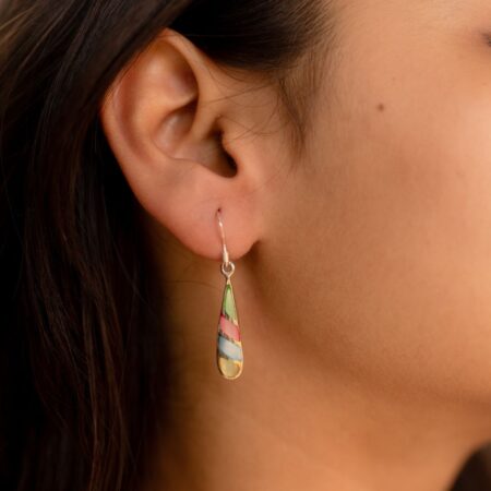 92.5 Silver Multicolour Mother of Pearl Earrings