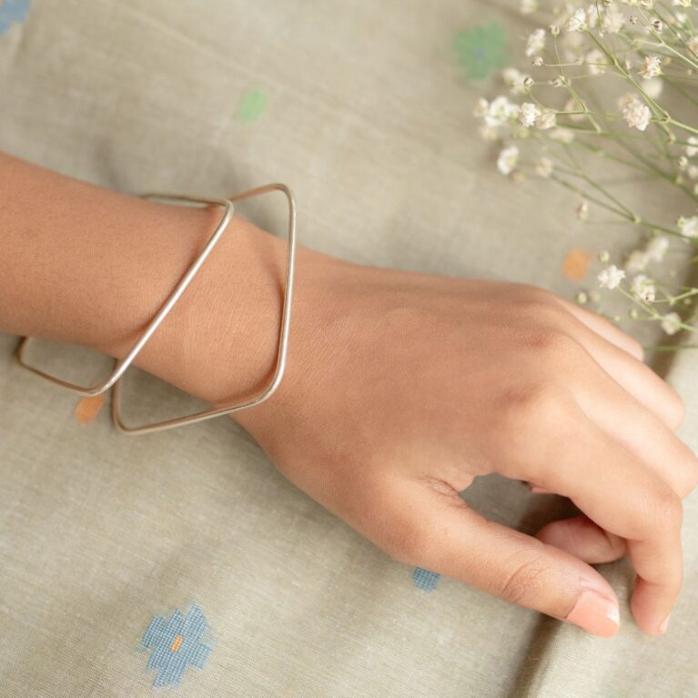 Silver Thin Square Bangles