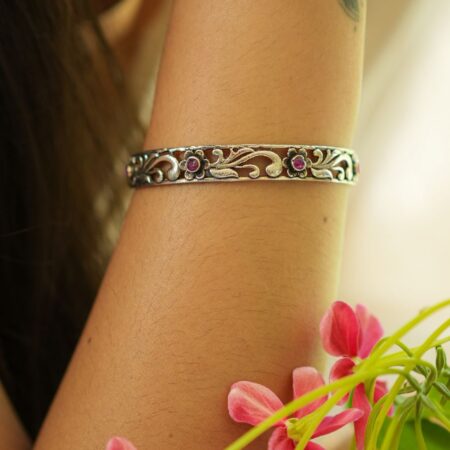925 Silver Flat Intricate work bangle