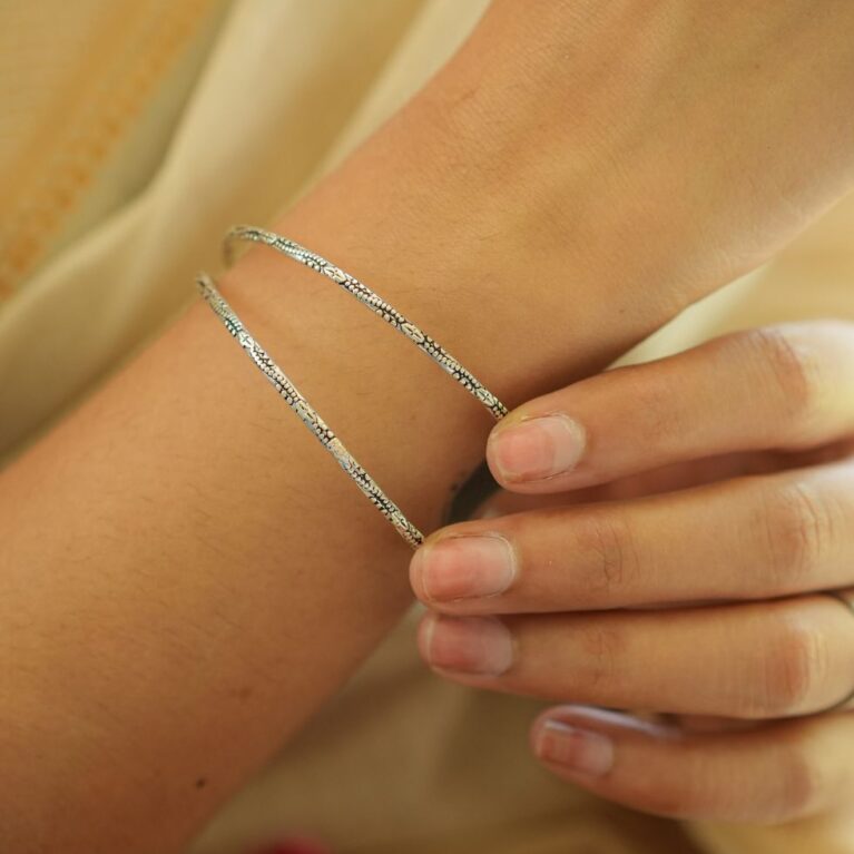 925 Silver Thin Textured bangles