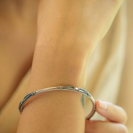 Silver Solid bangle with Intricate work
