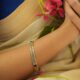 Black Onyx Stone Studded Silver Flat bangle