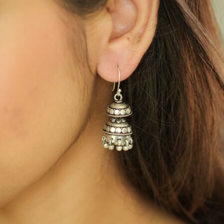925 Silver Double Layer Jhumka with fish hook