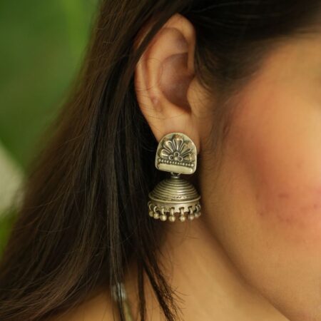 Handcrafted Traditional Silver Oxidised Jhumka
