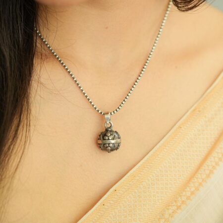 Intricate work Silver Ball Pendant