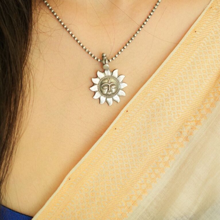 Silver Tribal Sun motif Pendant