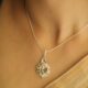 925 Silver White polish Leaf & Flower Pendant Earrings set